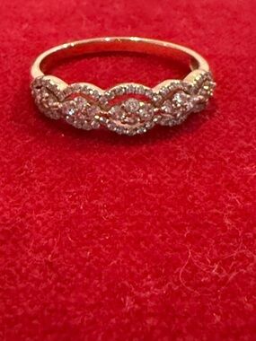 Diamond Cluster Wave Ring for in 14k rose gold setting.